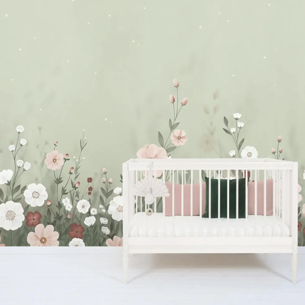 Papier peint panoramique jardin fleuri