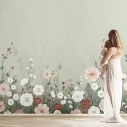 Papier peint panoramique jardin fleuri