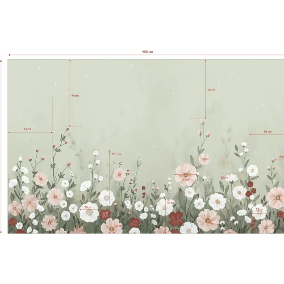 Papier peint panoramique jardin fleuri