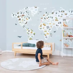 Papier peint panoramique carte du monde des animaux (400 x 248 cm)