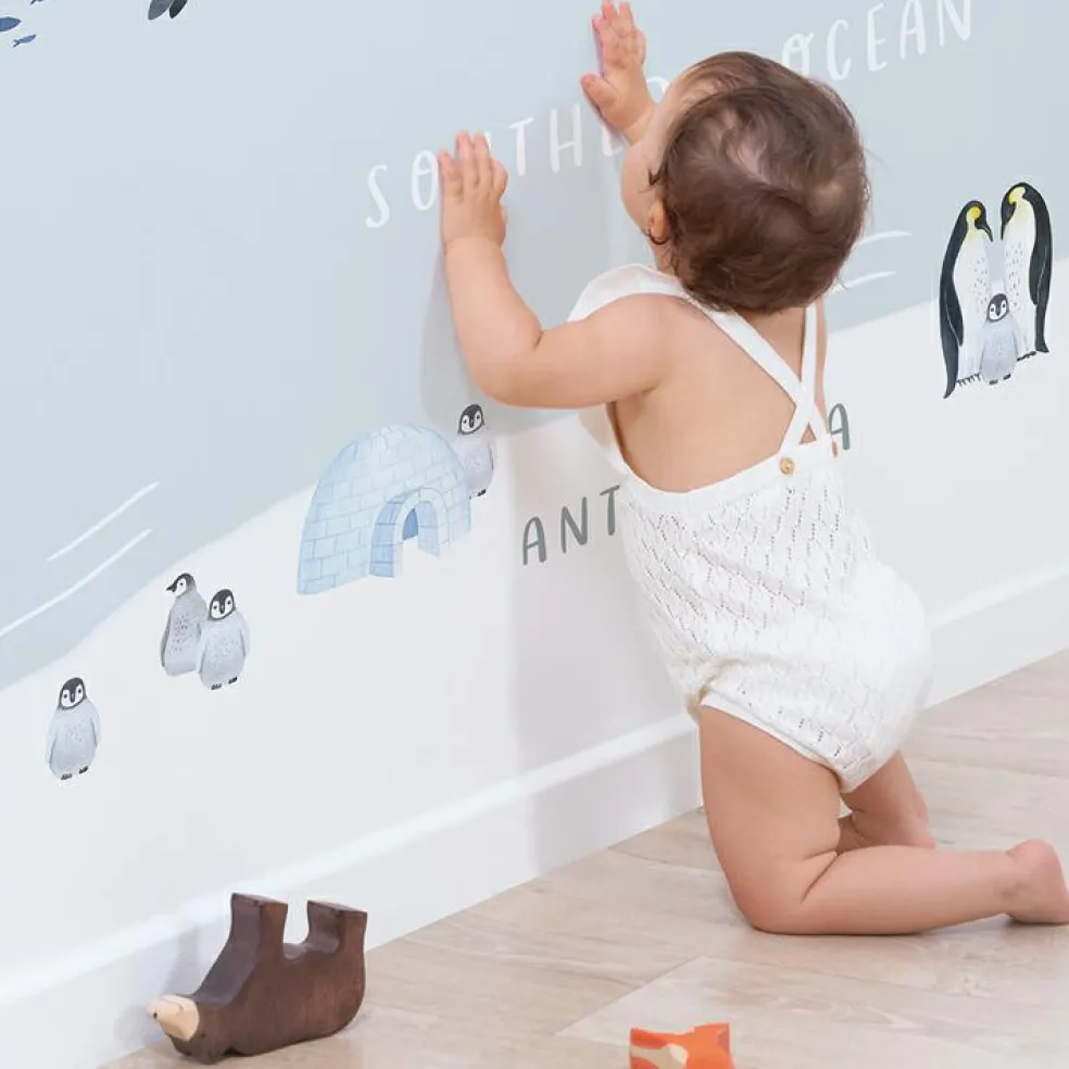 Papier peint panoramique carte du monde des animaux (400 x 248 cm)