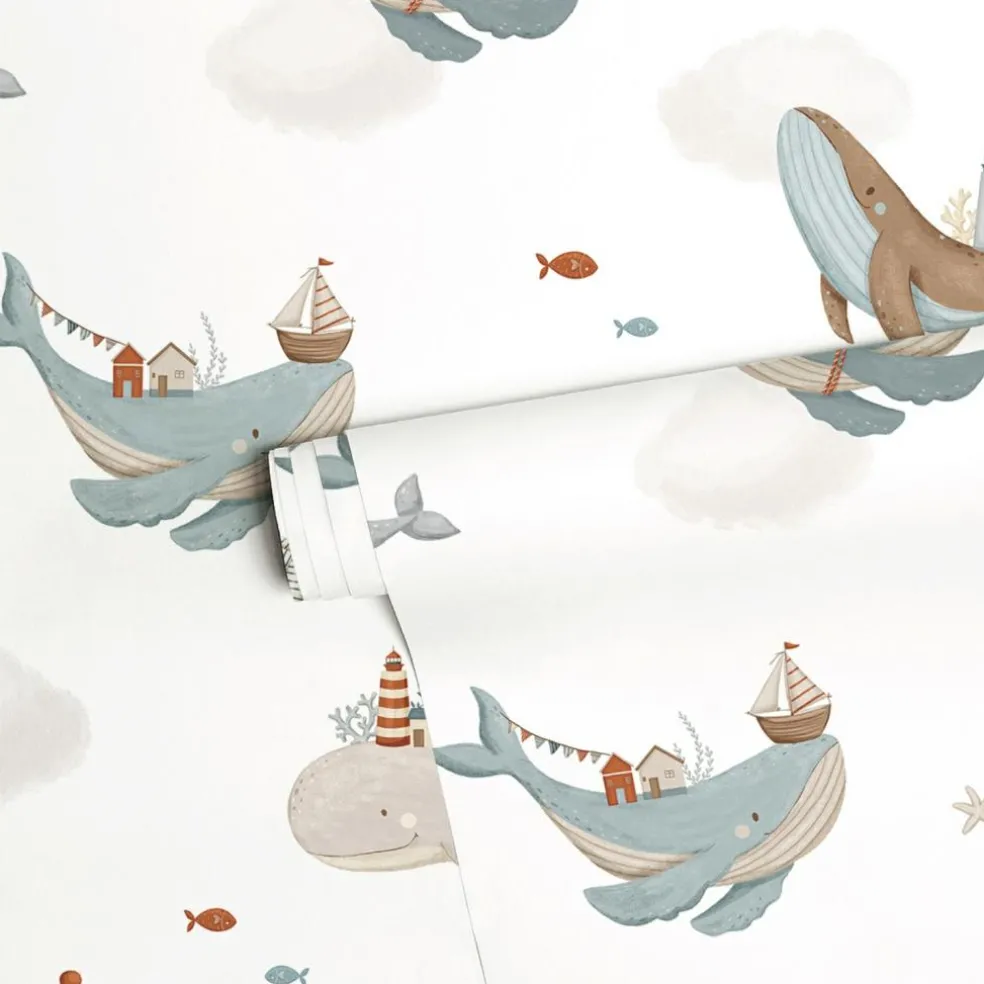 Papier peint Voyage avec les baleines (50 cm x 10 m)