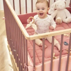 Parc pliant carré en bois Gaby hybride vieux rose