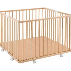 Parc pliant carré en bois Gaby Vernis naturel