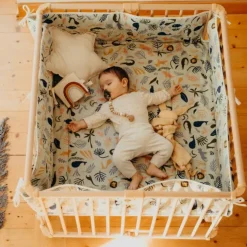 Parc pliant Lucilee + naturel avec fond vert d'eau (76 x 97 cm)