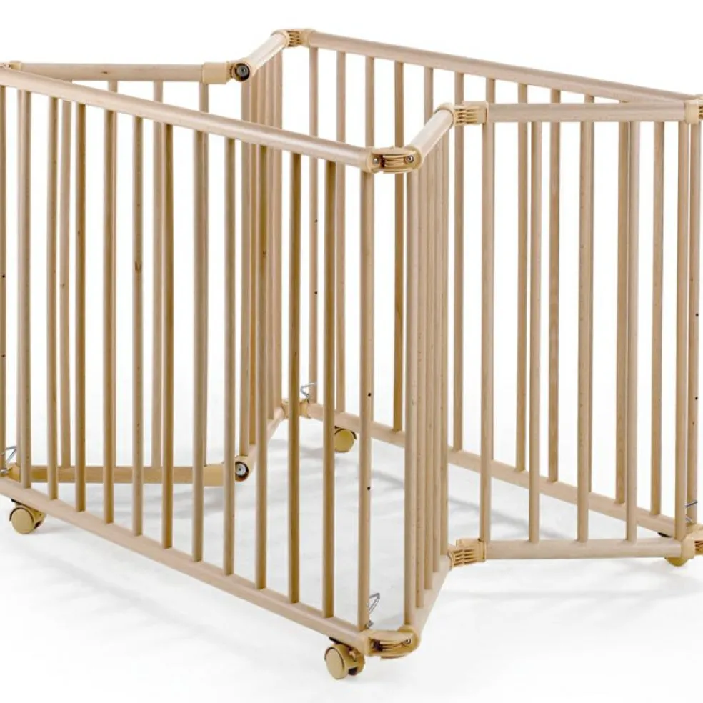 Parc pliant Lucilee + naturel avec fond vert d'eau (76 x 97 cm)