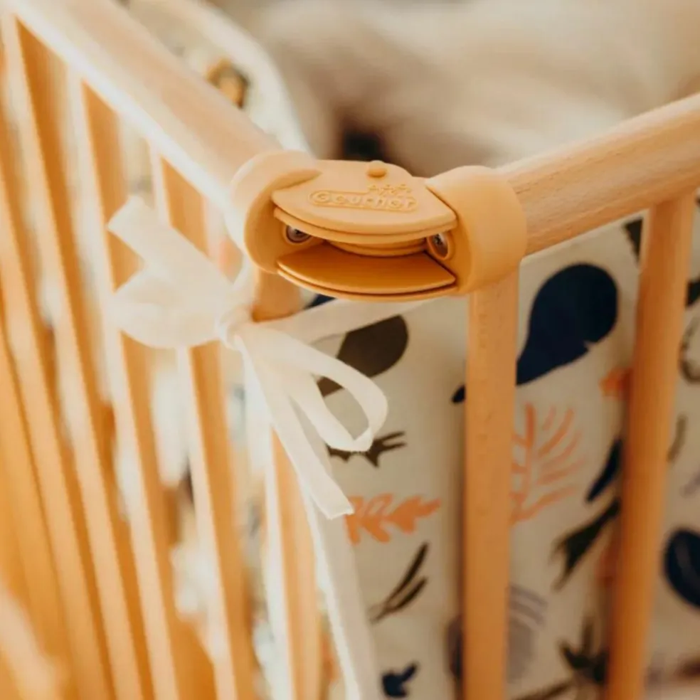 Parc pliant Lucilee + naturel avec fond vert d'eau (76 x 97 cm)