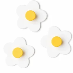 Patères murales Fleur Blanches (3 pièces)