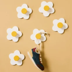 Patères murales Fleur Blanches (3 pièces)