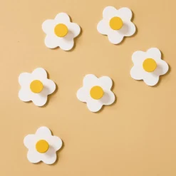 Patères murales Fleur Blanches (3 pièces)