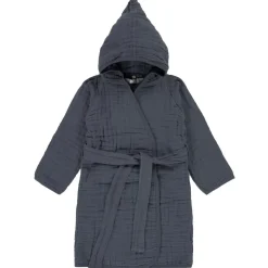 Peignoir en mousseline de coton bleu marine (2-3 ans)