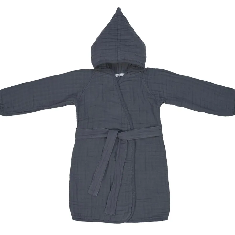 Peignoir en mousseline de coton bleu marine (2-3 ans)