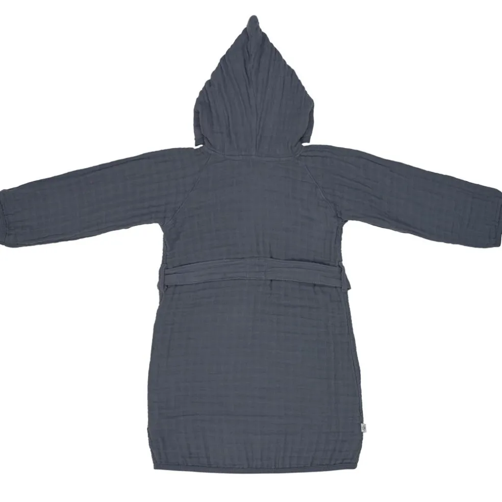 Peignoir en mousseline de coton bleu marine (2-3 ans)