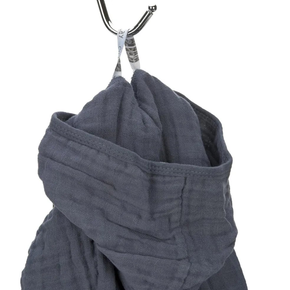 Peignoir en mousseline de coton bleu marine (2-3 ans)