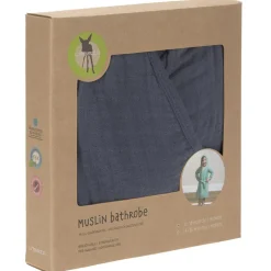 Peignoir en mousseline de coton bleu marine (2-3 ans)