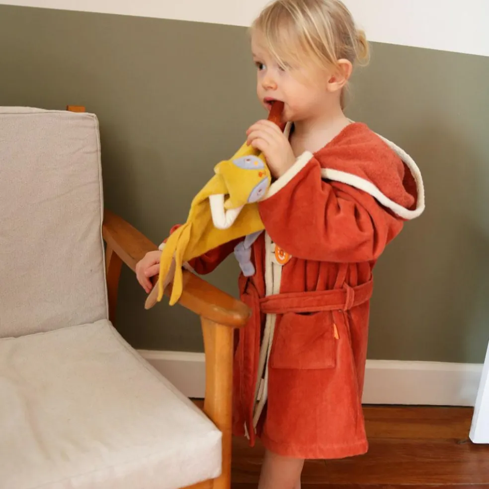 Peignoir panda roux terracotta personnalisable (2-4 ans)