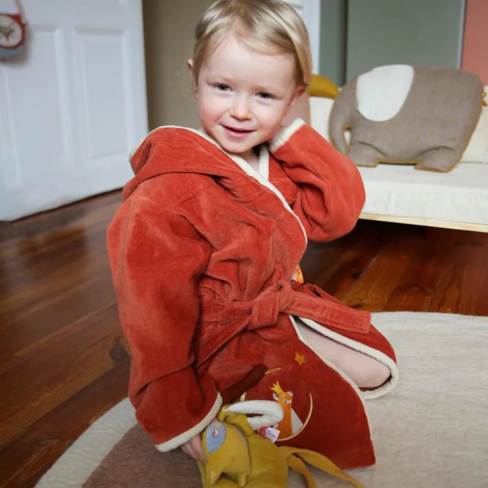 Peignoir panda roux terracotta personnalisable (2-4 ans)