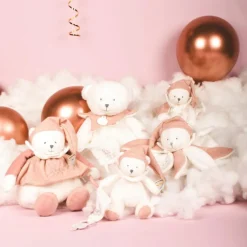 Peluche attache-sucette Ours Pantin Rose (20 cm)