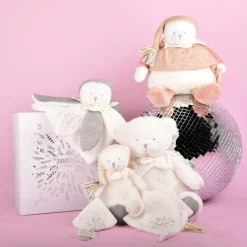 Peluche attache-sucette Ours Pantin Argent (20 cm)