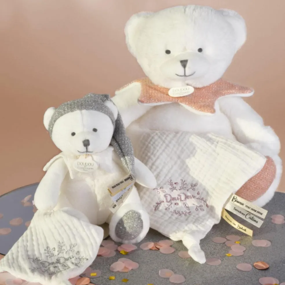 Peluche attache-sucette Ours Pantin Argent (20 cm)