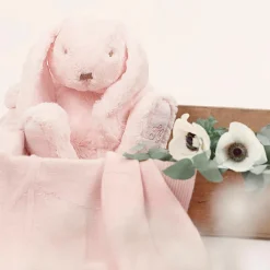 Peluche Augustin le lapin rose (12 cm)