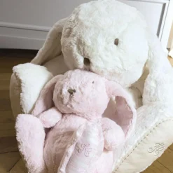 Peluche Augustin le lapin rose (12 cm)