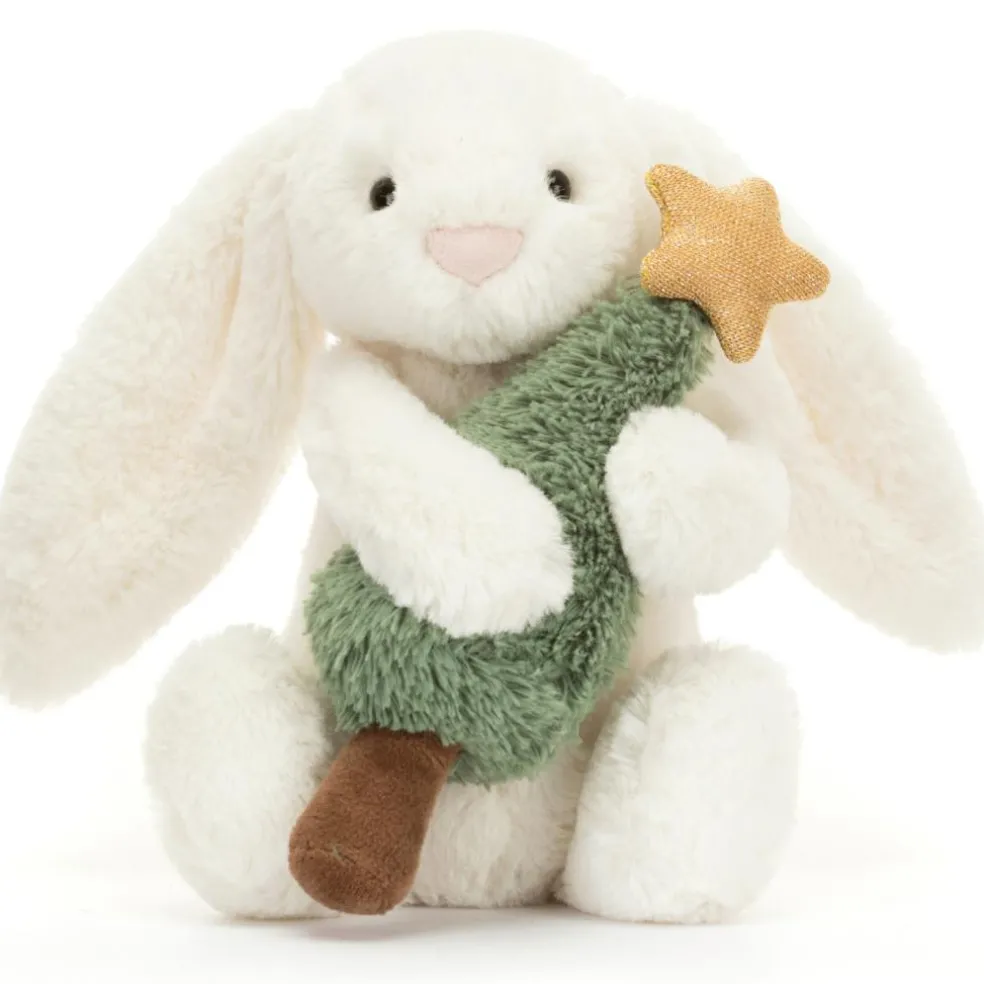 Peluche Bashful Lapin avec sapin de Noël (18 cm)