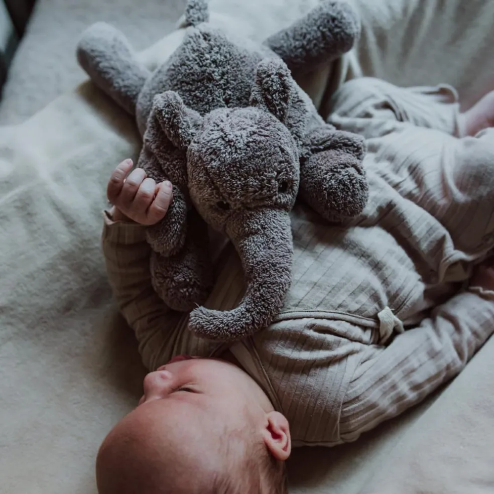 Peluche bruit blanc George l'éléphant gris