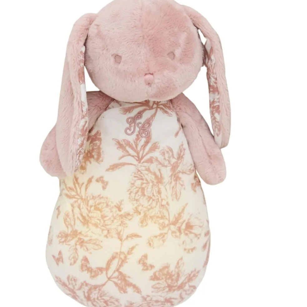 Peluche bruit blanc lapin Toile de Jouy rose