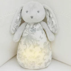 Peluche bruit blanc lapin Toile de Jouy gris