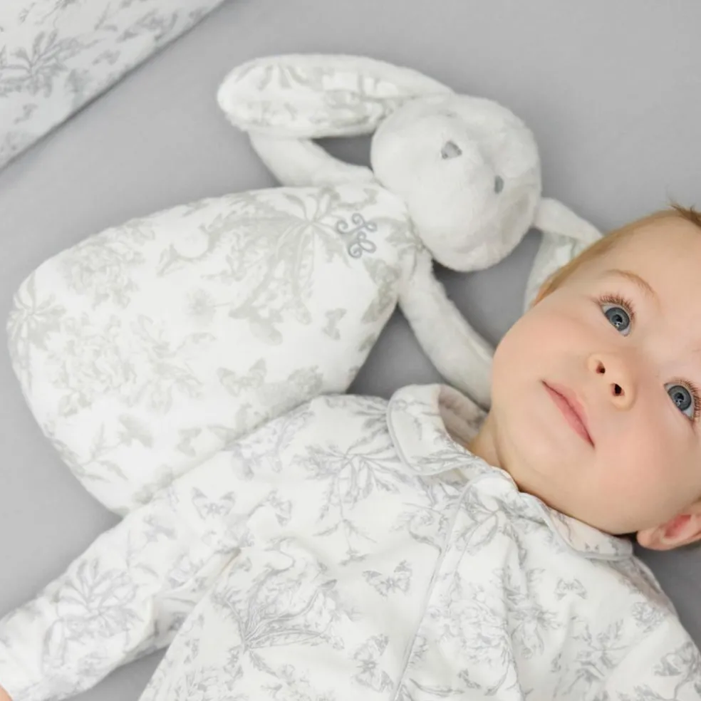 Peluche bruit blanc lapin Toile de Jouy gris