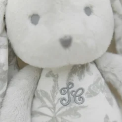 Peluche bruit blanc lapin Toile de Jouy gris