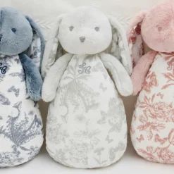 Peluche bruit blanc lapin Toile de Jouy gris