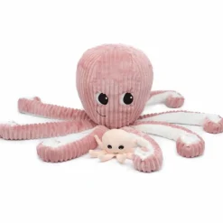 Peluche Filou la pieuvre maman et bébé Les Ptipotos rose