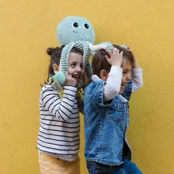 Peluche géante Filou la pieuvre et son bébé menthe (45 cm)