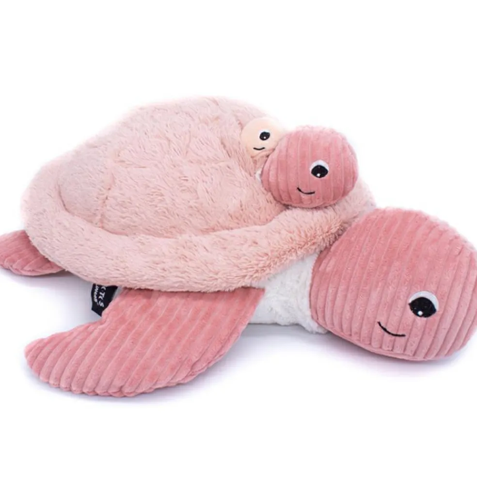 Peluche géante Les Ptipotos Sauvenou la tortue rose (50 cm)