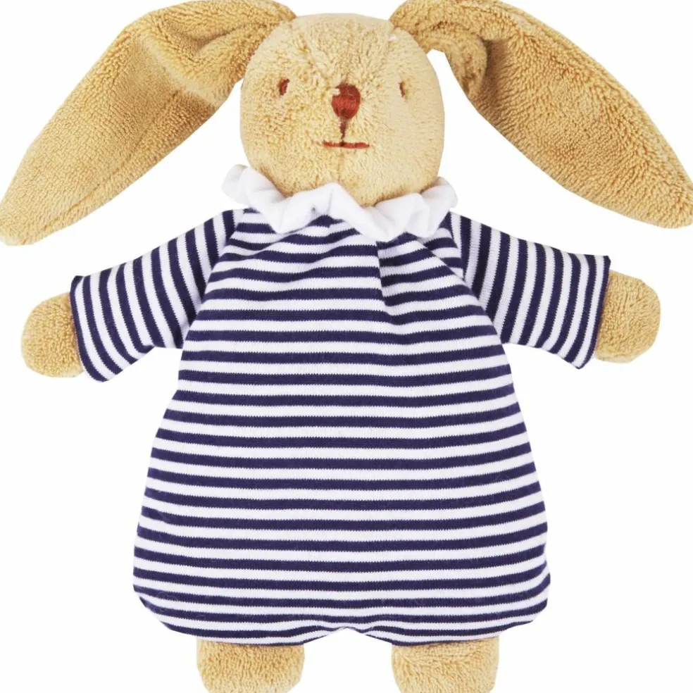 Peluche hochet Lapin nid d'ange marinière (20 cm)