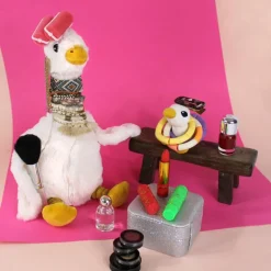 Peluche Jébongou maman et bébé Les Ptipotos Blanc (36 cm)