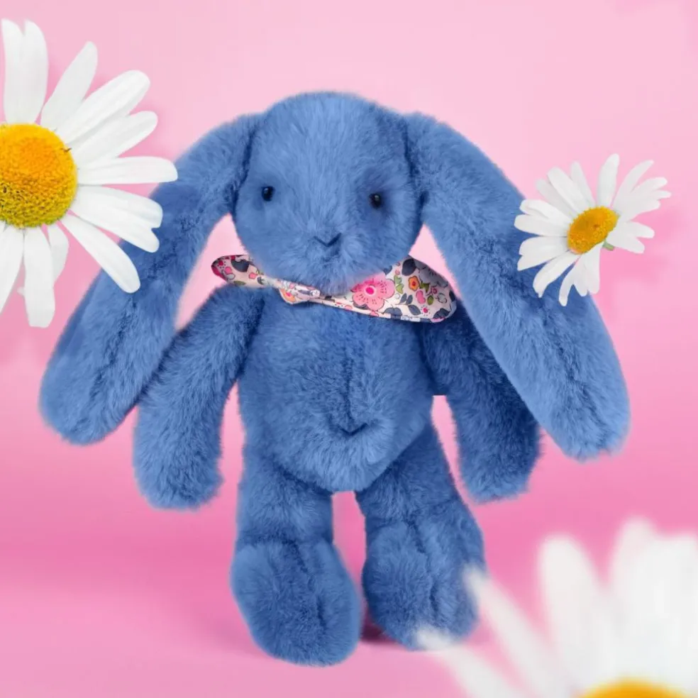 Peluche Lapin Fleurette Bleu (25 cm)