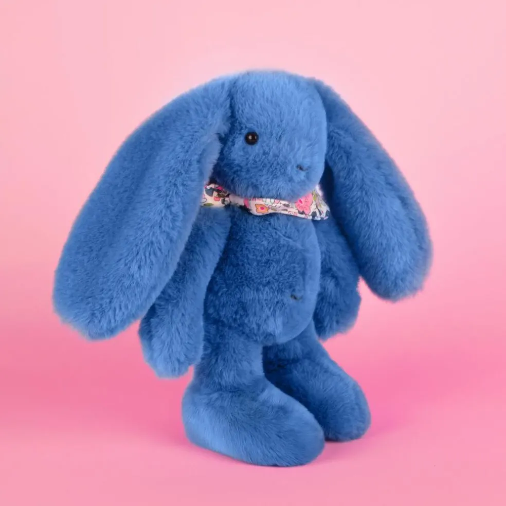 Peluche Lapin Fleurette Bleu (25 cm)