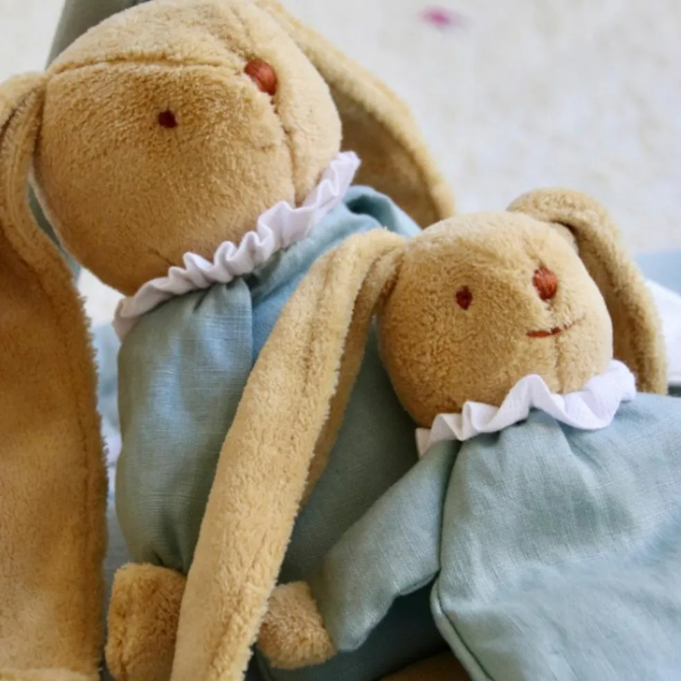 Peluche lapin nid d'ange vert céladon (20 cm)