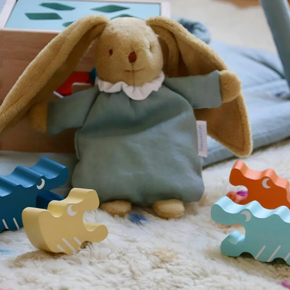 Peluche lapin nid d'ange vert céladon (20 cm)