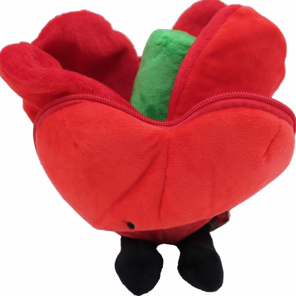 Peluche Les Flipetz Cœur et Fleur Rouge Coquelicot