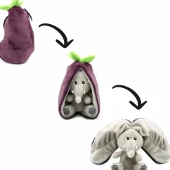 Peluche Les Flipetz Velvet l'éléphant-aubergine