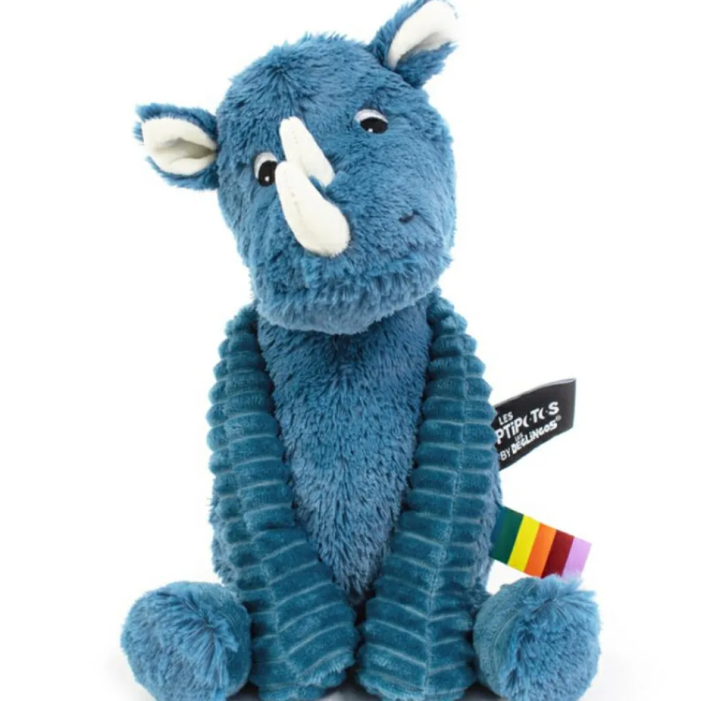 Peluche Les Ptipotos Grobisou le rhinocéros bleu (26 cm)