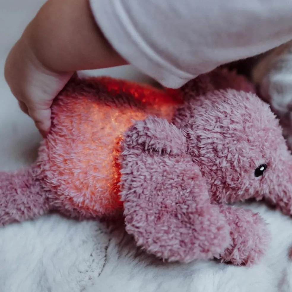 Peluche lumineuse George l'éléphant vieux rose