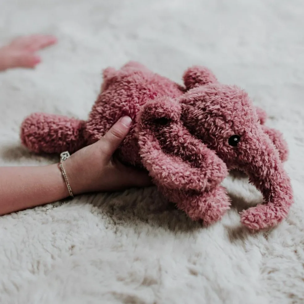 Peluche lumineuse George l'éléphant vieux rose