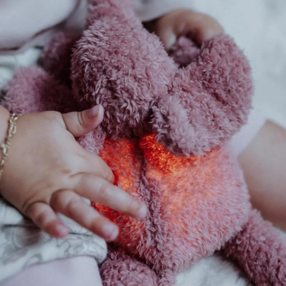 Peluche lumineuse George l'éléphant vieux rose