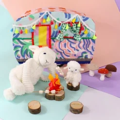 Peluche Olou maman et bébé Les Ptipotos Blanc (31 cm)