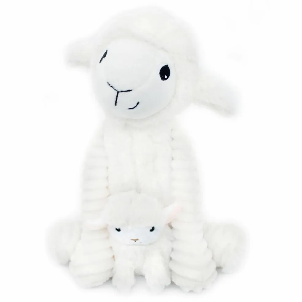 Peluche Olou maman et bébé Les Ptipotos Blanc (31 cm)